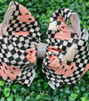 6.5"Boo checkered printed double layer hair bows. 4pcs/$10.00 BW-DSG-B241