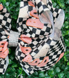 6.5"Boo checkered printed double layer hair bows. 4pcs/$10.00 BW-DSG-B241