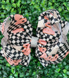 6.5"Boo checkered printed double layer hair bows. 4pcs/$10.00 BW-DSG-B241