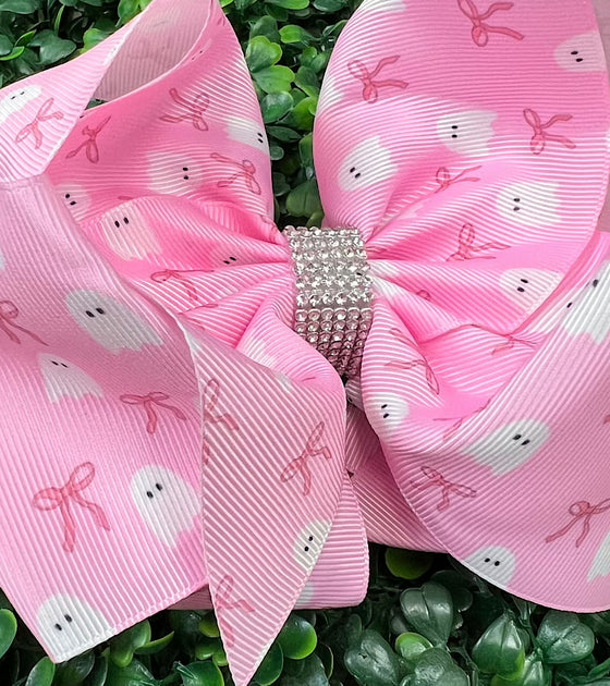6.5" Wide ghost printed on pink double layer hair bows. 4PCS/$10.00 BW-DSG-B243