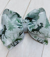 GREEN FOREST WITH MOOSE PRINTED 7.5" WIDE DOUBLE LAYER HAIR BOWS. 4PCS/$10.00 BW-DSG-274