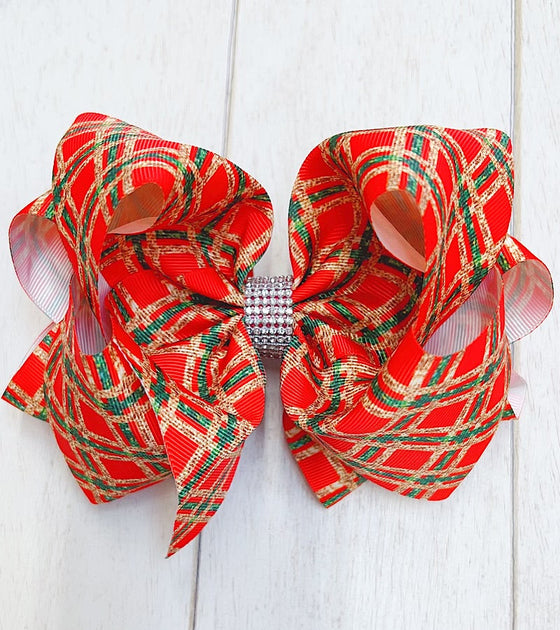 6.5" Christmas double layer hair bows.