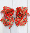GREEN,GOLD,RED PLAID PRINTED 7.5" WIDE DOUBLE LAYER HAIR BOWS. 4PCS/$10.00 BW-DSG-272