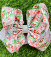 Multi-Christmas character printed and red bow double layer hair bows. 4PCS/$10.00 BW-DSG-C10