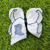 5 inch Blue embroidered western boot hair bows w/ moon stitch. 4PCS/$10.00 BW-DSG-5157