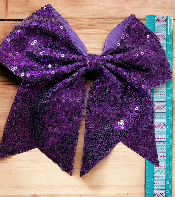 Sequins cheer hair bows w/elastic band. (6pcs/$10.50) CHEERBOW-2023-A