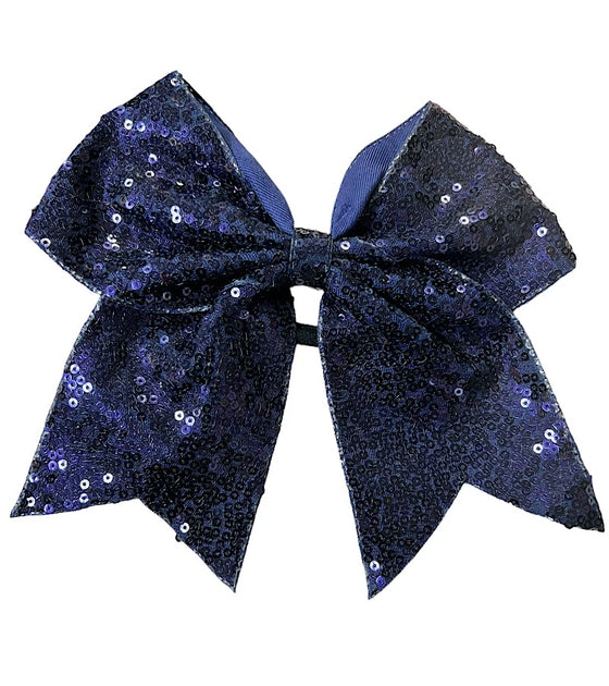 Sequins cheer hair bows w/elastic band. (6pcs/$10.50) CHEERBOW-2023-A