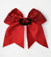 Sequins cheer hair bows w/elastic band. (6pcs/$10.50) CHEERBOW-2023-A