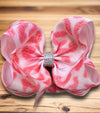 Pink fur simulated print double layer hair bows. (6.5"wide 4pcs/$10.00) BW-DSG-908