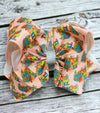 Hello Fall" printed double layer hair bows. (6.5"wide 4pcs/$10.00) BW-DSG-912