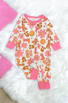  Floral/cactus baby printed full body baby onesie. LR070103-sol