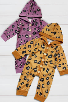  Yellow CHEETAH PRINTED BABY JUMPSUIT WITH HOODIE.LC-RP-20219982-