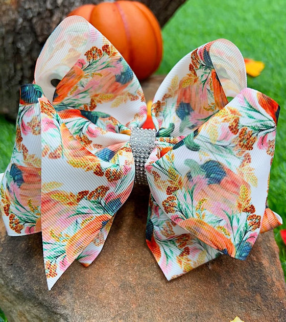 6.5" Double layer fall printed hair bows.