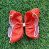 5" Pumpkin printed moon stitch hair bows w/alligator clip. BW-DSG-B248