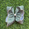 5" Green and cream moon stitch hair bow. 4pcs/$10.50 BW-DSG-B245