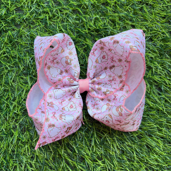 5" Checker & ghost printed hair bows. 4pcs/$10.50 BW-DSG-B247
