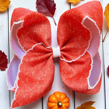  5" Pumpkin printed moon stitch hair bows w/alligator clip. BW-DSG-B248