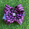 Purple & black checkered double layer hair bows. 4PCS/$10.00 BW-DSG-B251