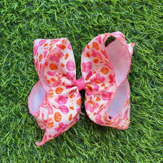 5" Moon stitch pumpkin printed hairbows. 4PCS/$10.50 BW-DSG-B253