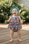 Floral, bull skull & cheetah printed 3 tiered baby bodysuit. RPG60807 AMY