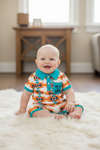 Not my first rodeo" Aztec printed baby romper with snaps. RPB60289 AMY