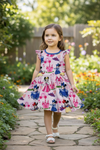 Lt.Pink Character printed twirl dress.  LT-2020-8 JEAN