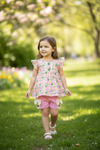 Pink floral tunic with pink shorts. LT-2020-9 JEAN