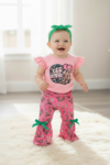 "Yee Haw" Pink ruffle top and western bell bottoms. OFG61072 SOL