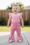 Pink velvety baby jumpsuit. RPG60830 JEAN