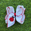 5" Embroidered Ladybug on white hair bows. 4PCS/$12.00 BW-DSG-5053