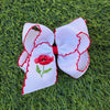 Embroidered flower on white 5" hair bow. 4PCS/$12.00 BW-DSG-5052