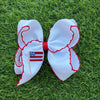 5" Embroidered patriotic flag on white hair bows. 4PCS/$12.00 BW-DSG-5054