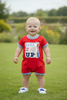 "Fire it up" Red baby romper with gingham trim. RPB60479 SOL
