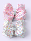 Chicken printed double layer hair bows. 4pcs/$10.00 BW-DSG-5059