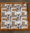 32 inch X 32 inch bull skull and cow printed baby blanket. BL0508-8-32*32inches