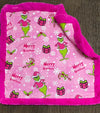 32 inch X 32 inch Fuchsia Christmas baby blanket. BL072301-32*32inches