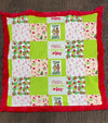 32 inch X 32 inch Green & red Christmas printed baby blanket.