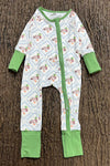 Mallard duck printed baby romper with fold over hands & footie. LR2269-