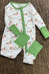 Mallard duck printed baby romper with fold over hands & footie. LR2269-