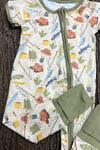 Gone fishing-Short sleeve baby romper with fold over footie. SR0425-1-SOL
