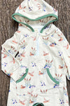 Cream multi-printed duck baby romper with hoodie. LR0425-16-AMY