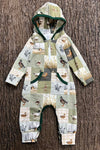 Duck patch work baby romper with hoodie. LR0425-15-SOL