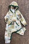 Duck patch work baby romper with hoodie. LR0425-15-SOL