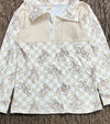Ivory Checker & horse ride printed long sleeve pull over. BT0425-23-sol