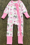 Boo" Pumpkin & floral printed baby romper. LR0505-25-MON