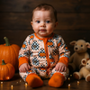 Cow tag boys baby romper/ Halloween-Fall. LR062402-SOL