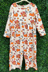 Turkey printed girls jumpsuit with back buttons. LR0425-30-SOL