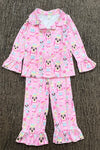 Pink nutcracker button up pajamas. GLP0424-2Mon