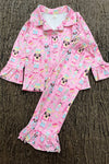 Pink nutcracker button up pajamas. GLP0424-2Mon