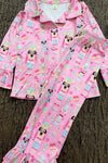 Pink nutcracker button up pajamas. GLP0424-2Mon